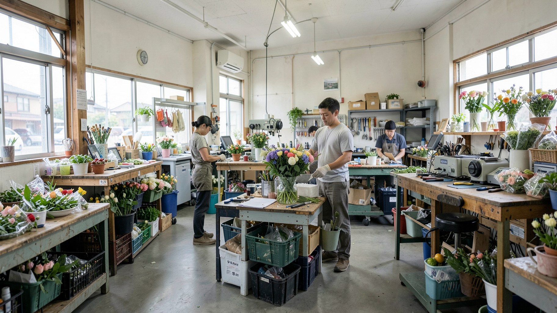 生花流通と小売の収益構造に関するAI生成イメージ写真
