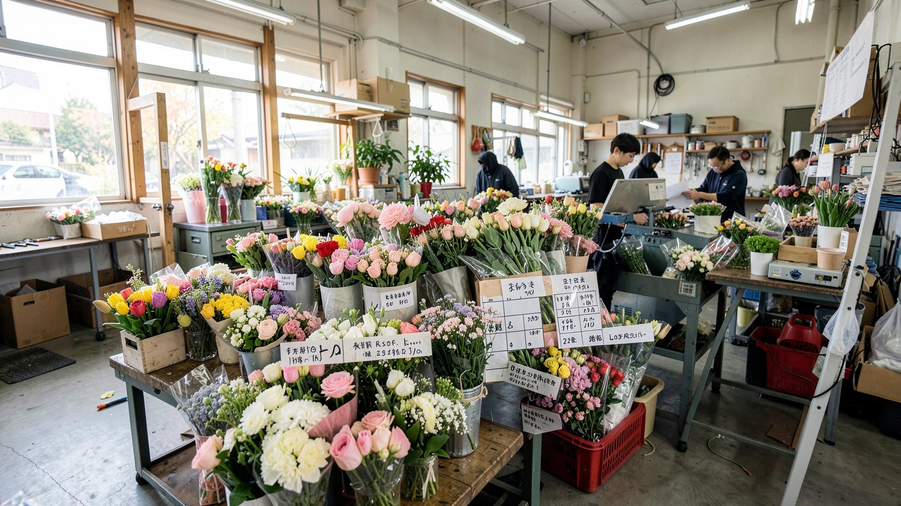 切り花の鮮度・ロスを管理するに関するAI生成イメージ写真