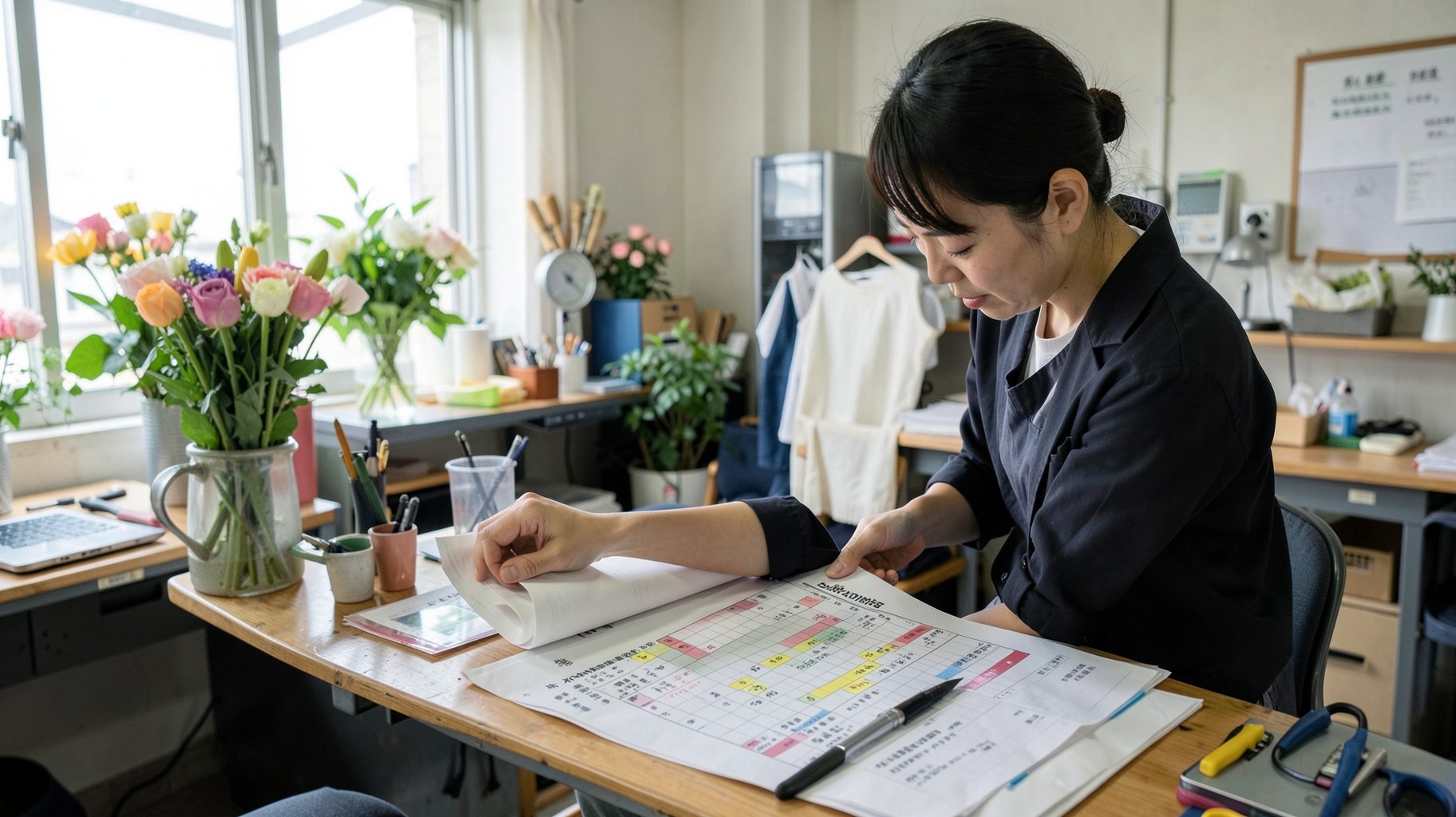 花のAI需要予測と発注の検証に関するAI生成イメージ写真